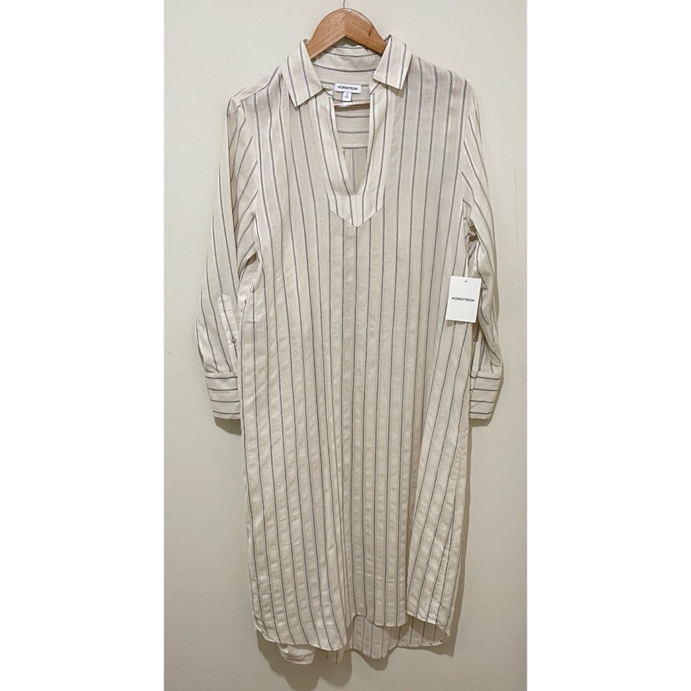 NWT Nordstrom Striped V-neck tunic Shirt Dress, Size Small $129 - Picture 1 of 16